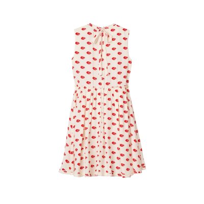 THE KISS LIPS LIPS PLEATED MIDI DRESS